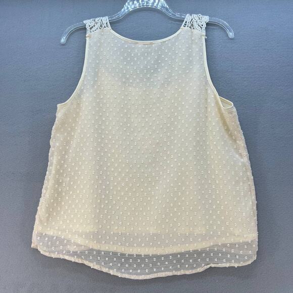Miss Me Women's Tank Top Size Large Cream Swiss Dot Crochet MT2098T 51 - Picture 11 of 13
